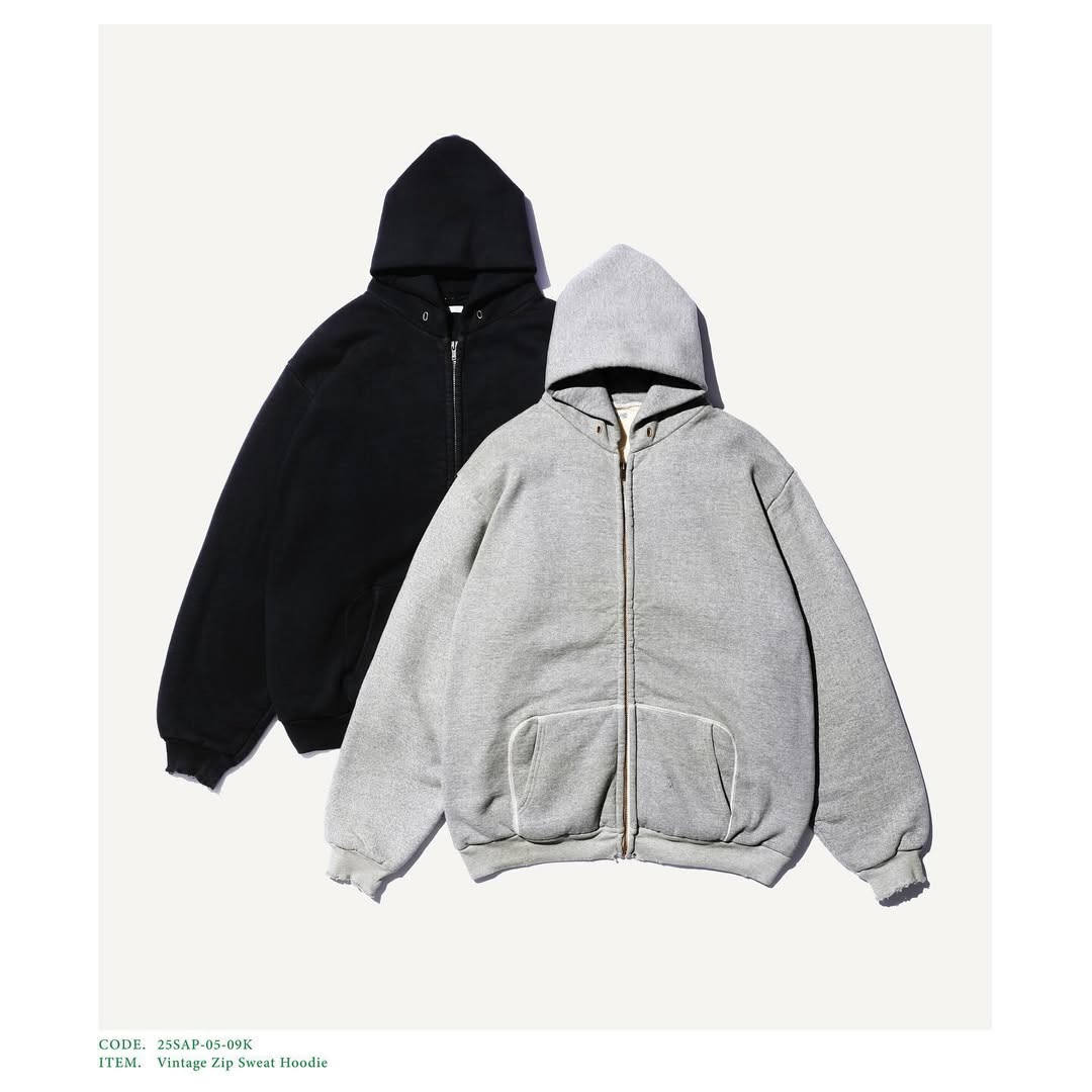 A.PRESSE 25SS Vintage Zip Sweat Hoodie